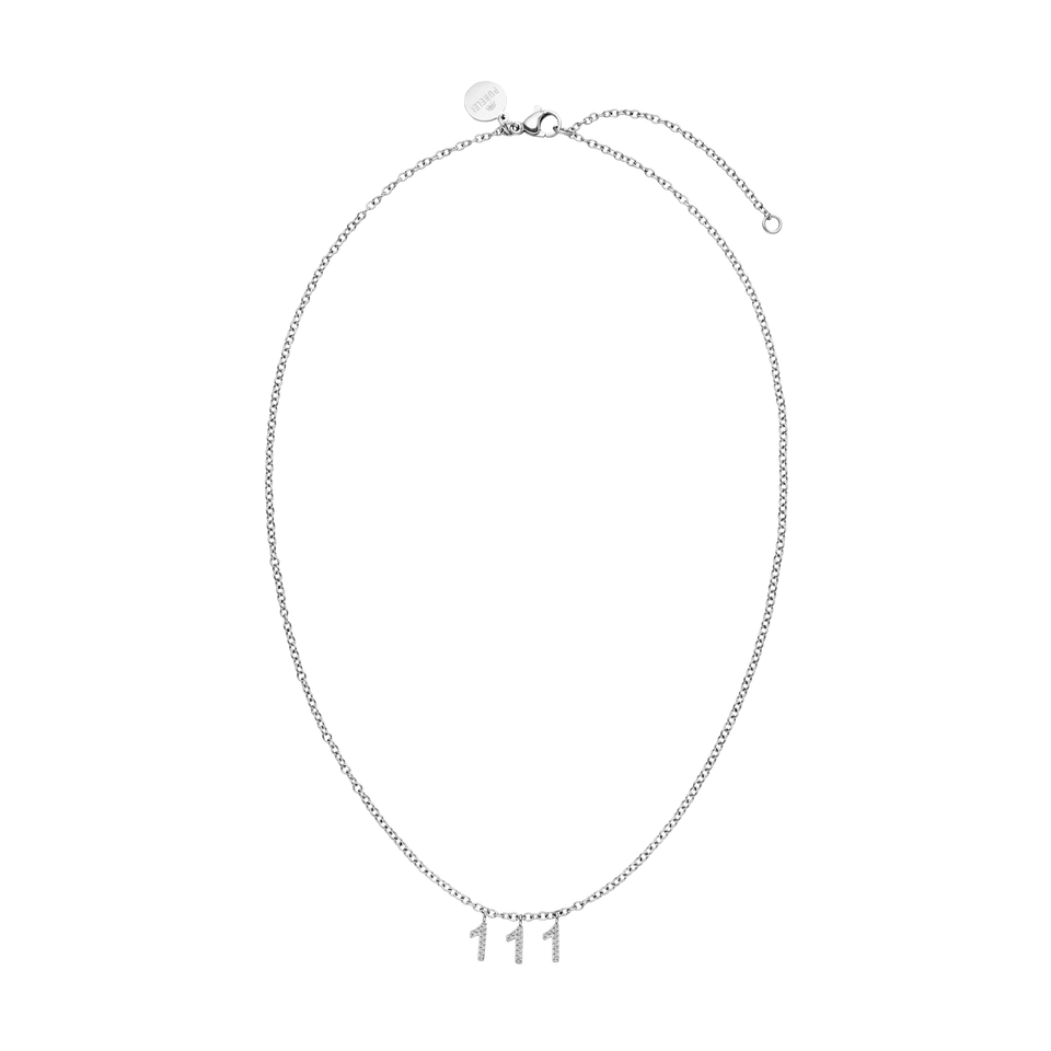 111 Kette aus silbernem Edelstahl mit Zirkonia-Anhängern im Ankerketten-Stil, elegant und nickelfrei Vicky