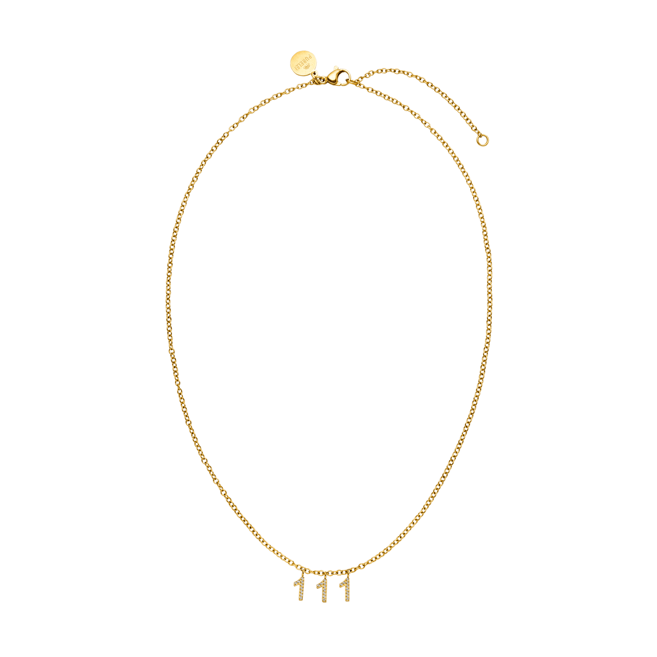 Feine 111 Kette in 18K Gold mit Zirkonia-Anhängern, filigran, nickelfrei, elegant – Vicky.