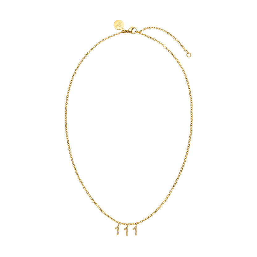 Feine 111 Kette in 18K Gold mit Zirkonia-Anhängern, filigran, nickelfrei, elegant – Vicky.