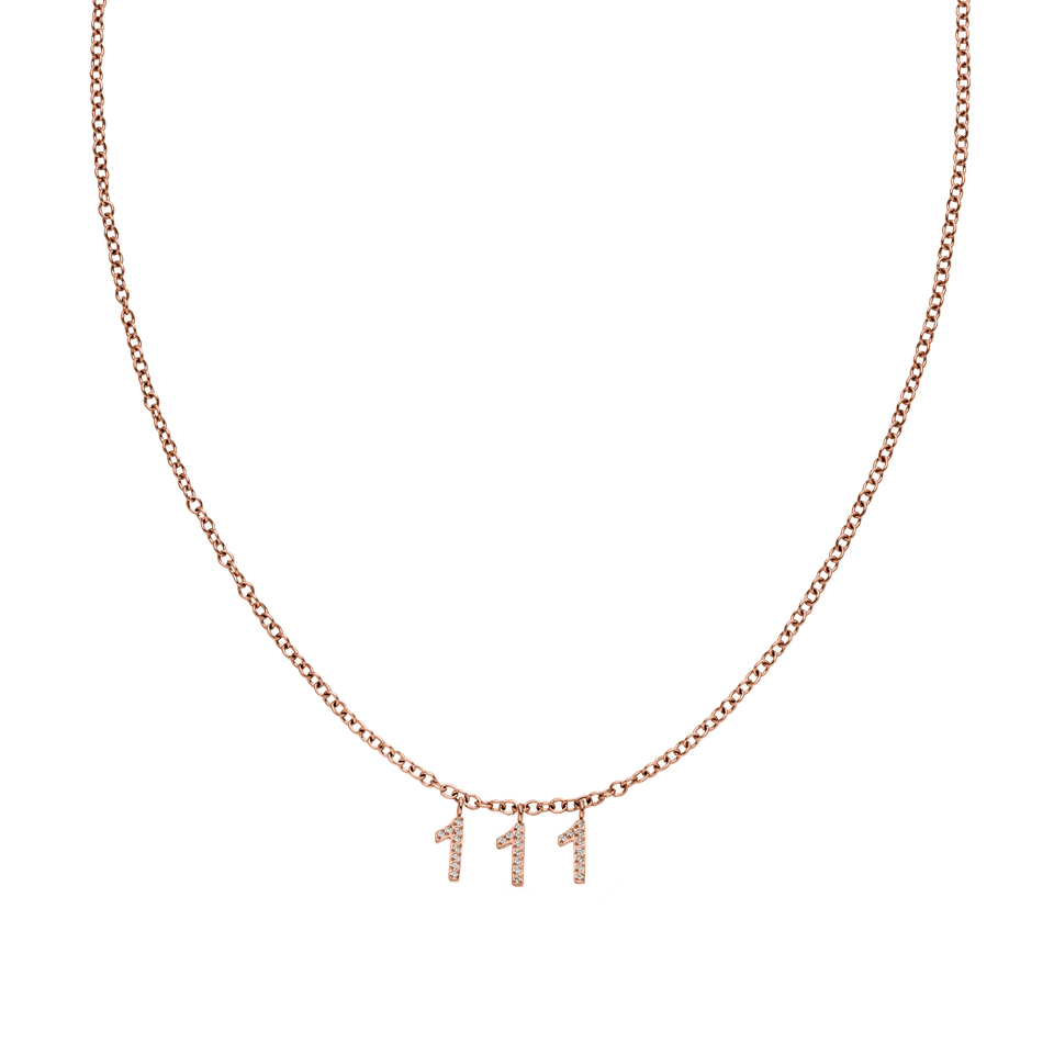 Roségoldene 111 Kette mit Zirkonia-Zahlenanhängern in Ankerkette, nickelfrei, elegant und inspirierend.