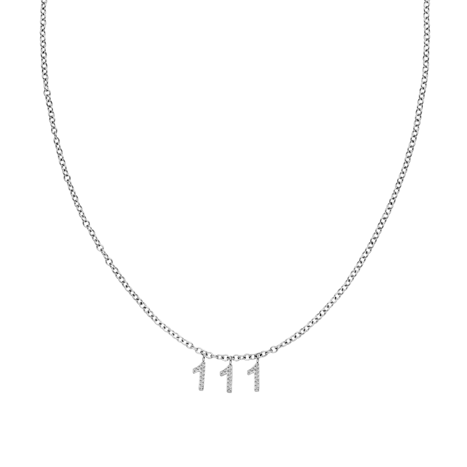 111 Kette aus nickelfreiem Silber mit Zirkonia-Zahlenanhängern, filigrane Ankerkette, zeitlos elegant – Vicky
