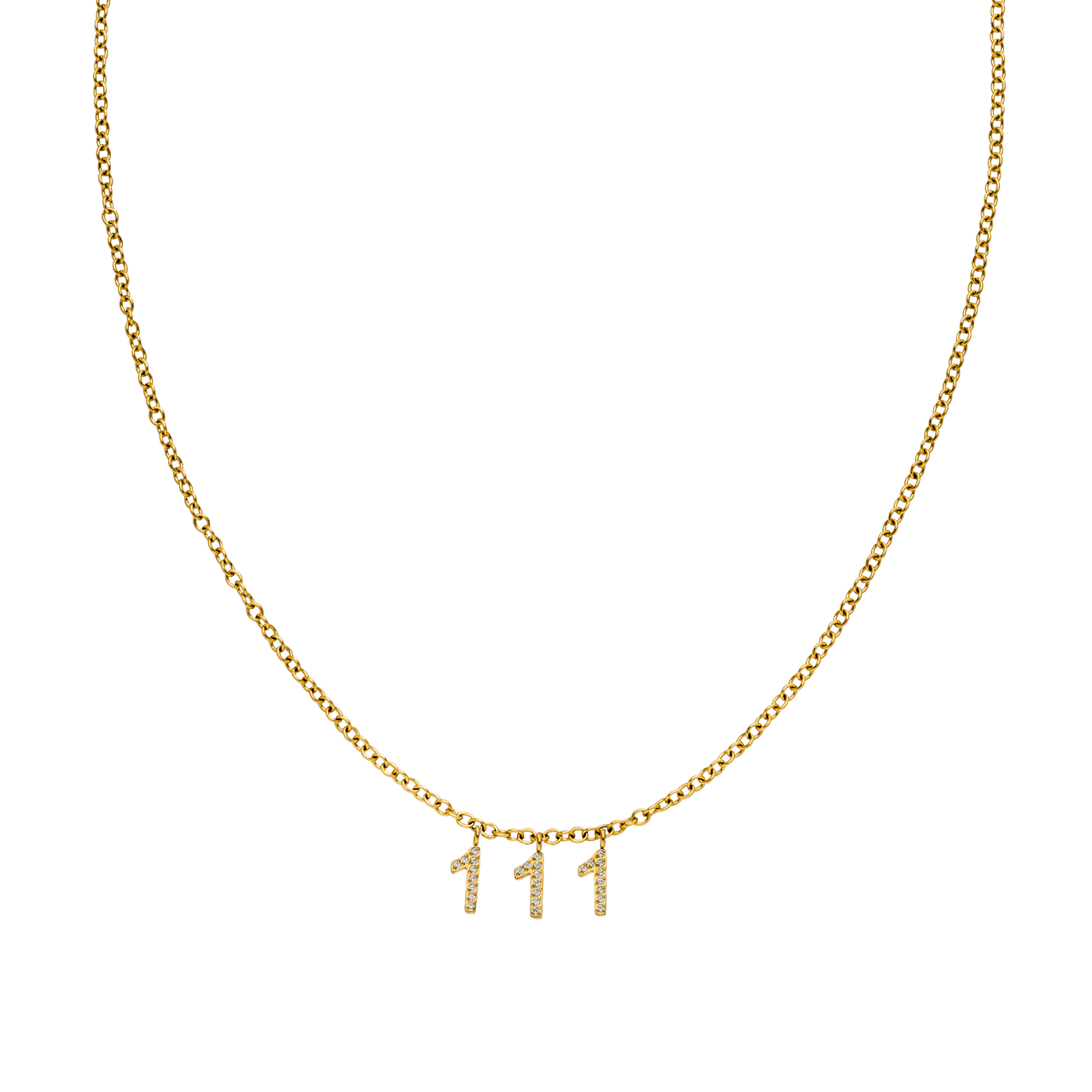 111 Kette in 18K Gold mit Zirkonia-Anhängern an feiner Ankerkette, elegant und nickelfrei