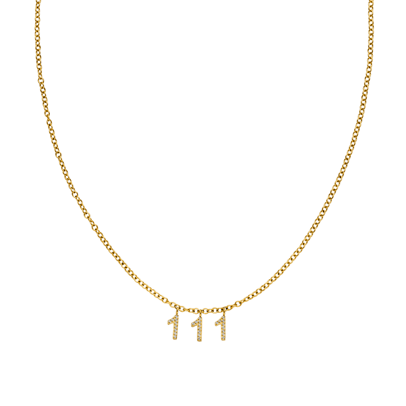 111 Kette in 18K Gold mit Zirkonia-Anhängern an feiner Ankerkette, elegant und nickelfrei