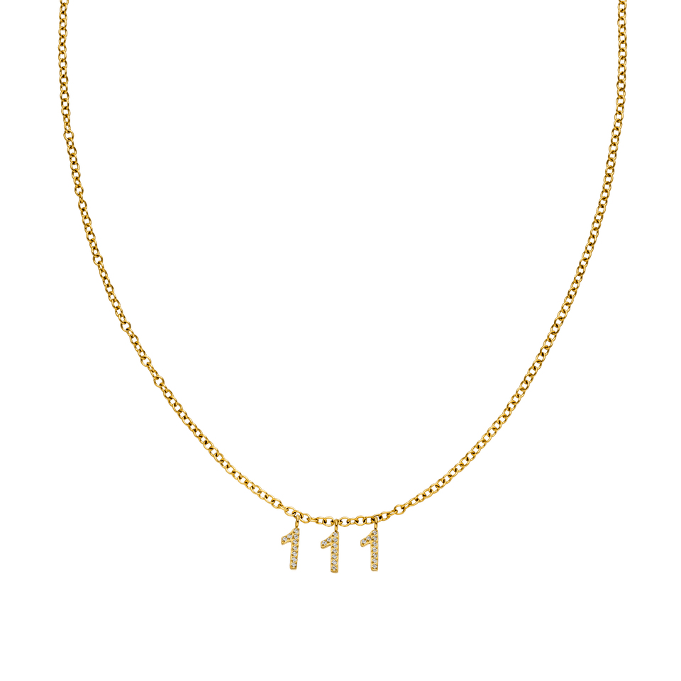111 Kette in 18K Gold mit Zirkonia-Anhängern an feiner Ankerkette, elegant und nickelfrei