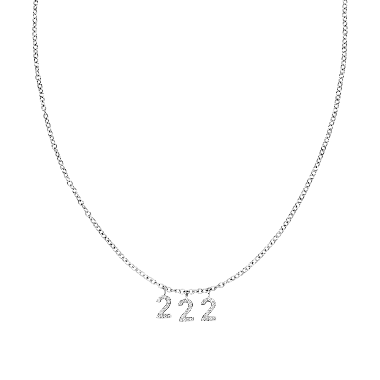 222 Kette mit silbernen Zirkonia-Zahlenanhängern in Ankerkettendesign, elegant und nickelfrei
