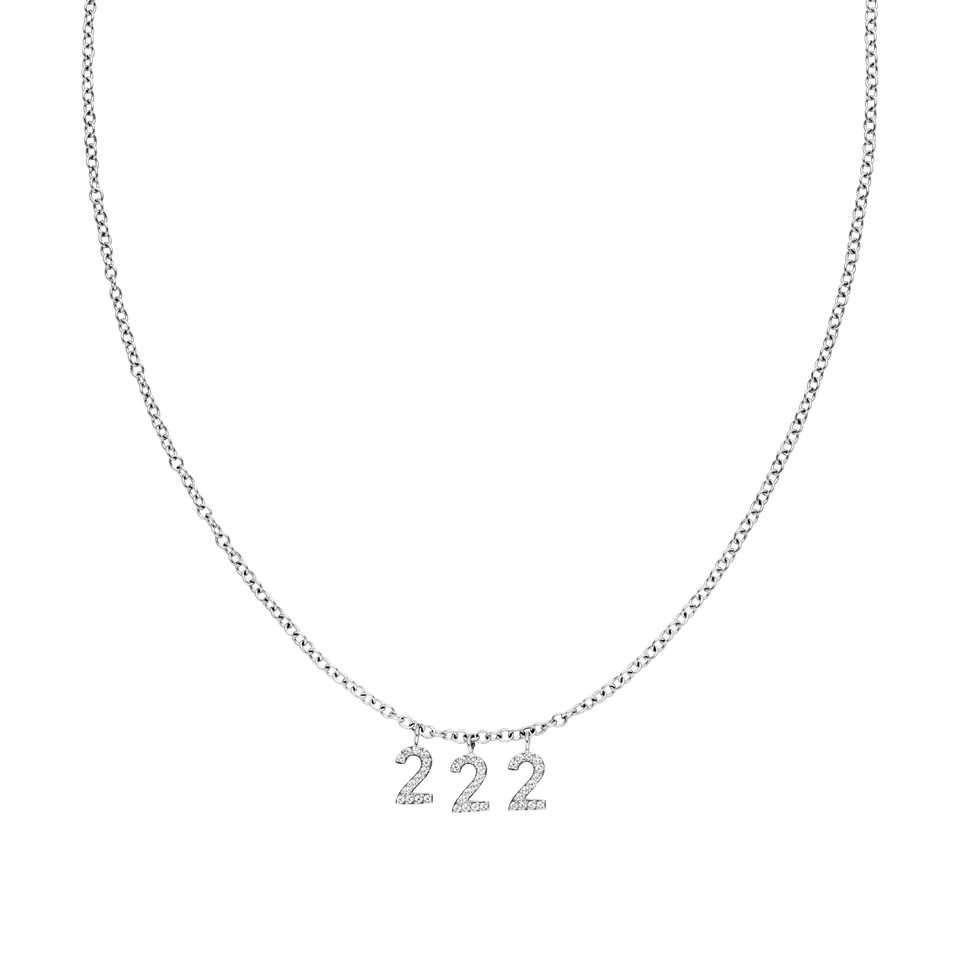 222 Kette mit silbernen Zirkonia-Zahlenanhängern in Ankerkettendesign, elegant und nickelfrei