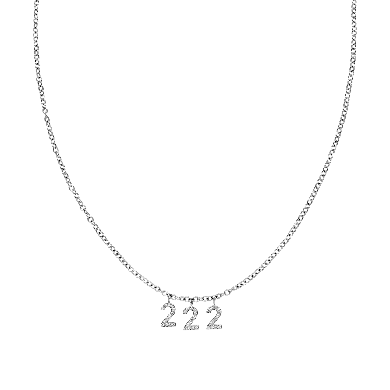 222 Kette in Silber mit Zirkonia besetzten Anhängern, feine Ankerkette, elegant und nickelfrei.
