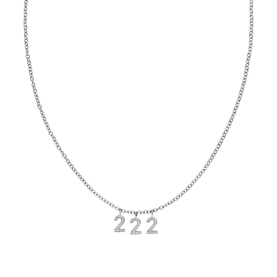 222 Kette in Silber mit Zirkonia besetzten Anhängern, feine Ankerkette, elegant und nickelfrei.