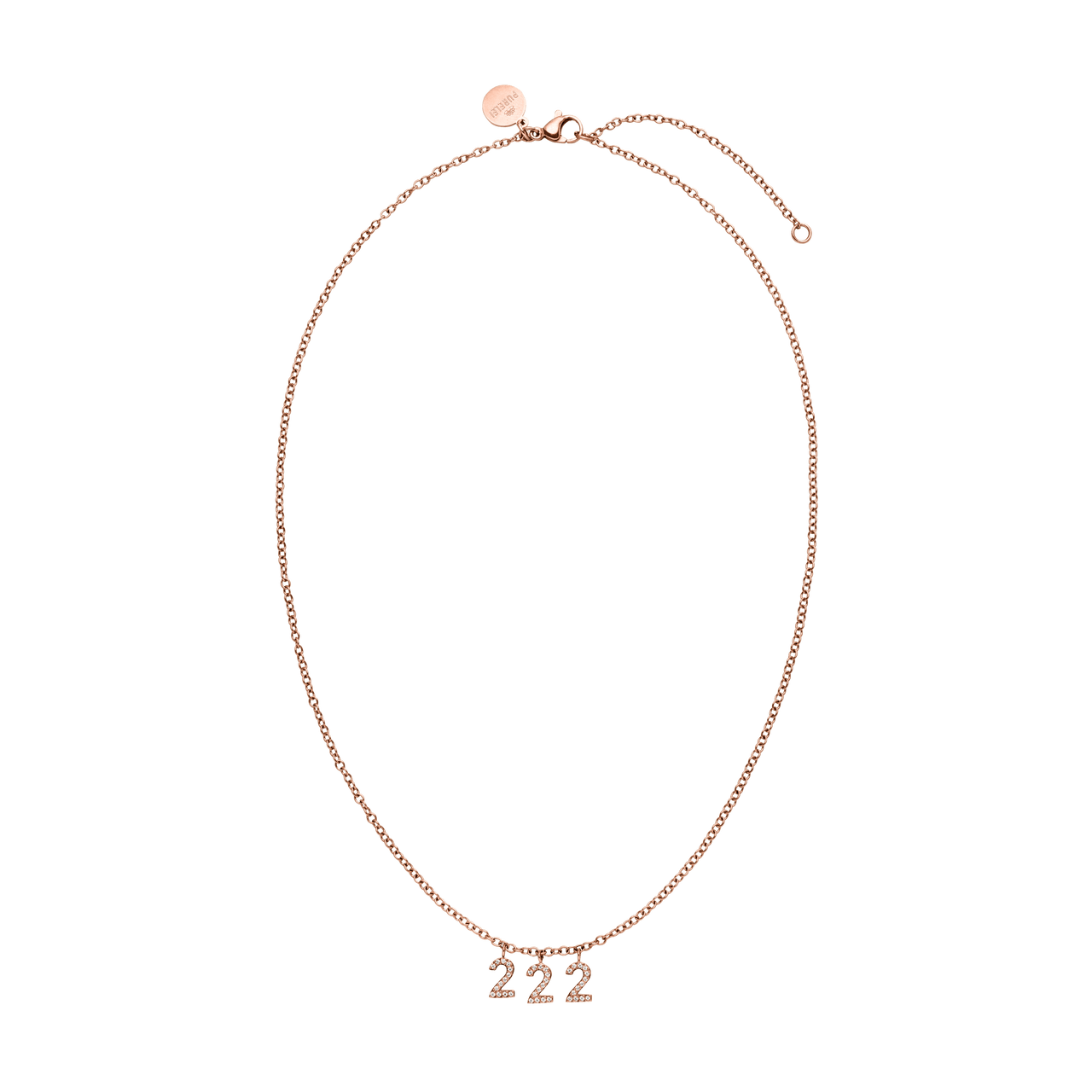 Roségoldene 222 Kette mit Zirkonia-Anhängern und Ankerkette, elegant und feminin