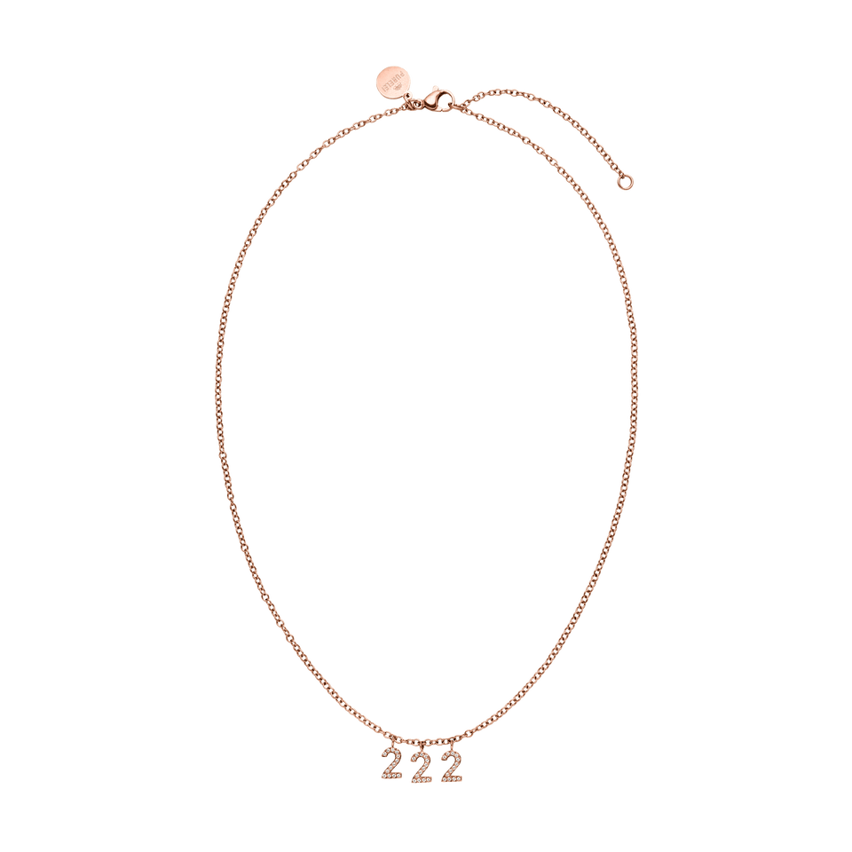 Roségoldene 222 Kette mit Zirkonia-Anhängern und Ankerkette, elegant und feminin