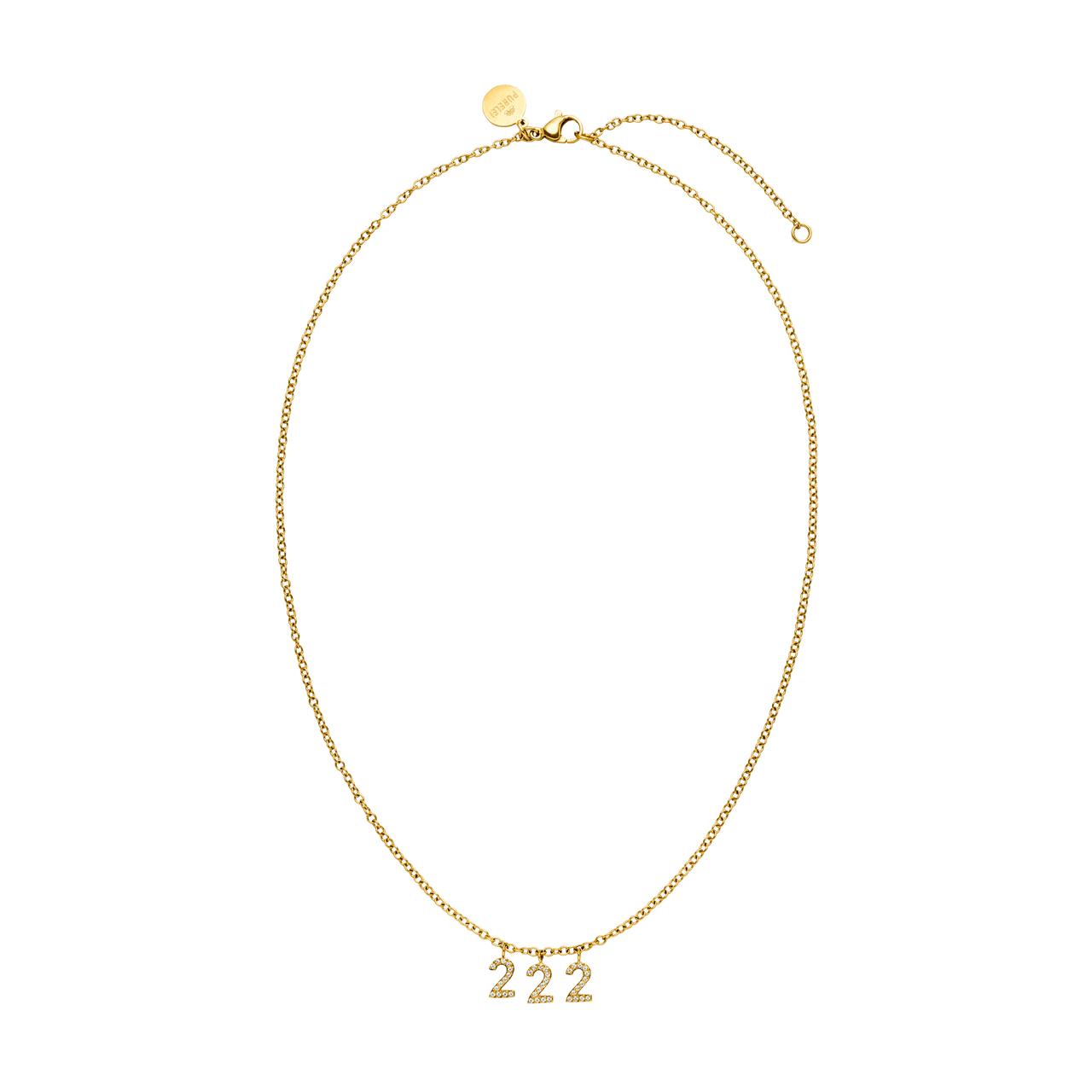 222 Kette aus 18K Gold mit Zirkonia-Steinen im Ankerketten-Design, elegant und zeitlos.