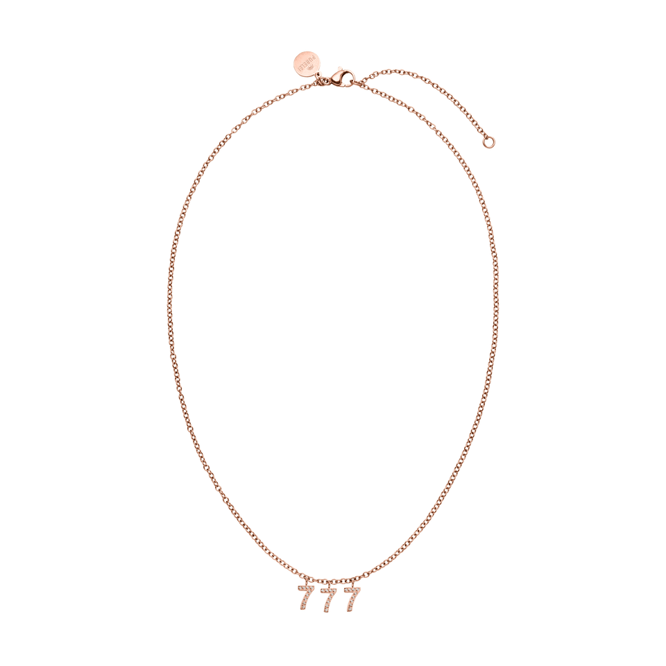 Roségoldene 777 Kette mit Zirkonia-Steinen und Ankerkette, elegant und feminin von PURELEI