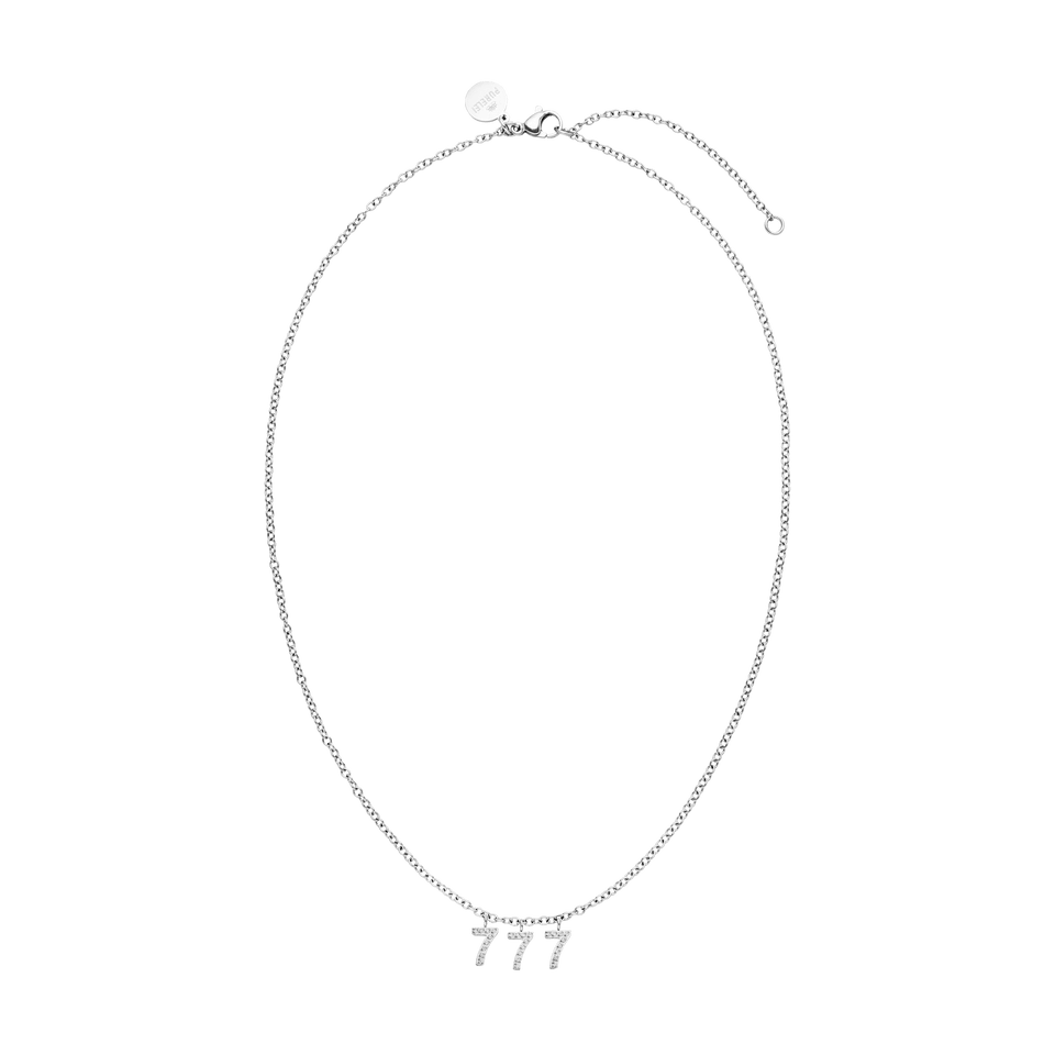 777 Kette in Silber mit Zirkonia-Anhängern auf verstellbarer Ankerkette, elegant und klar  von PURELEI
