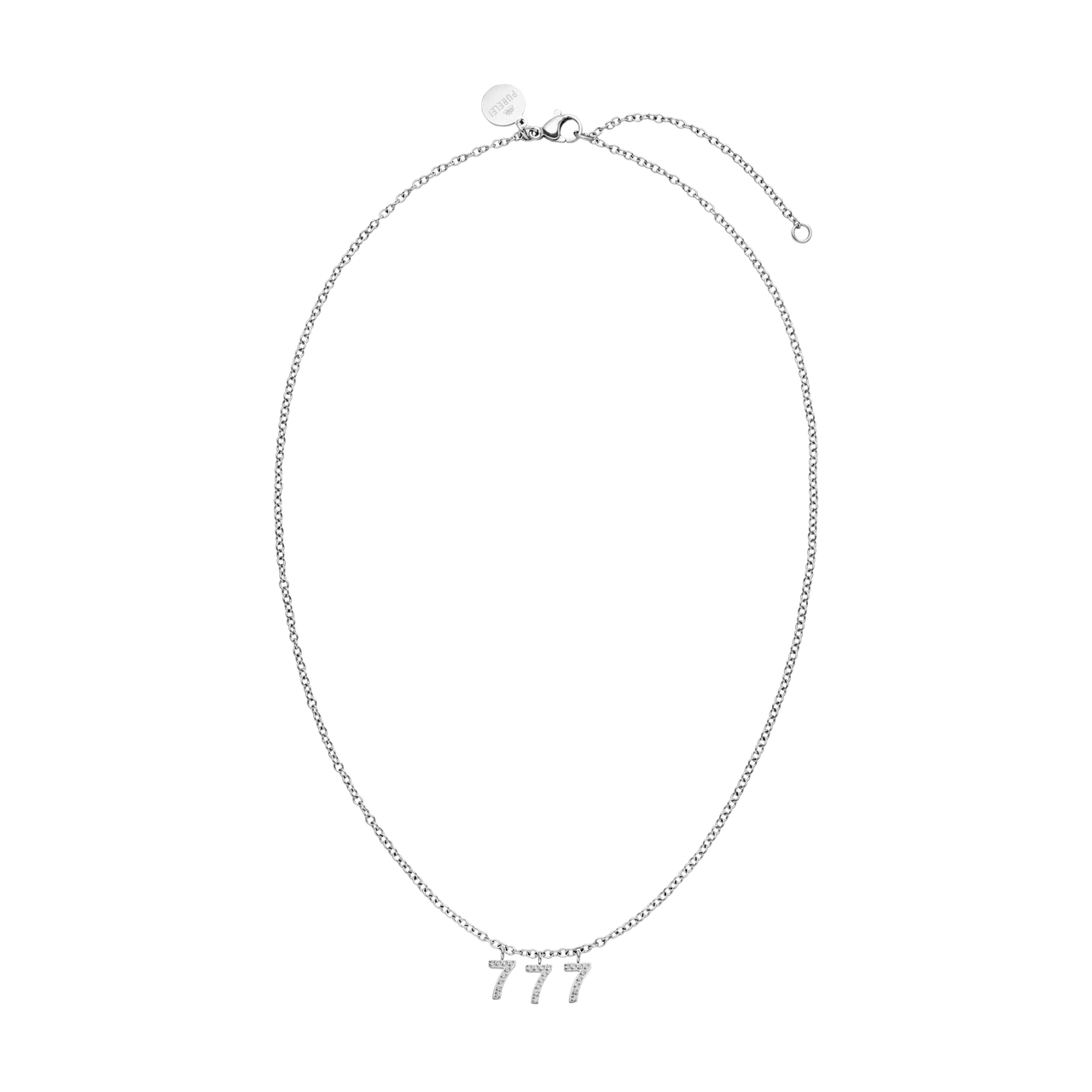 Silberne 777 Kette mit Zirkonia-Anhängern in Ankerkette, elegant und zeitlos, naturinspirierte Ästhetik von PURELEI