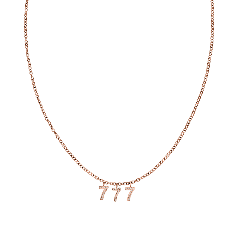 Roségoldene 777 Kette mit Zirkonia-Anhängern und feiner Ankerkette, elegant und feminin von PURELEI