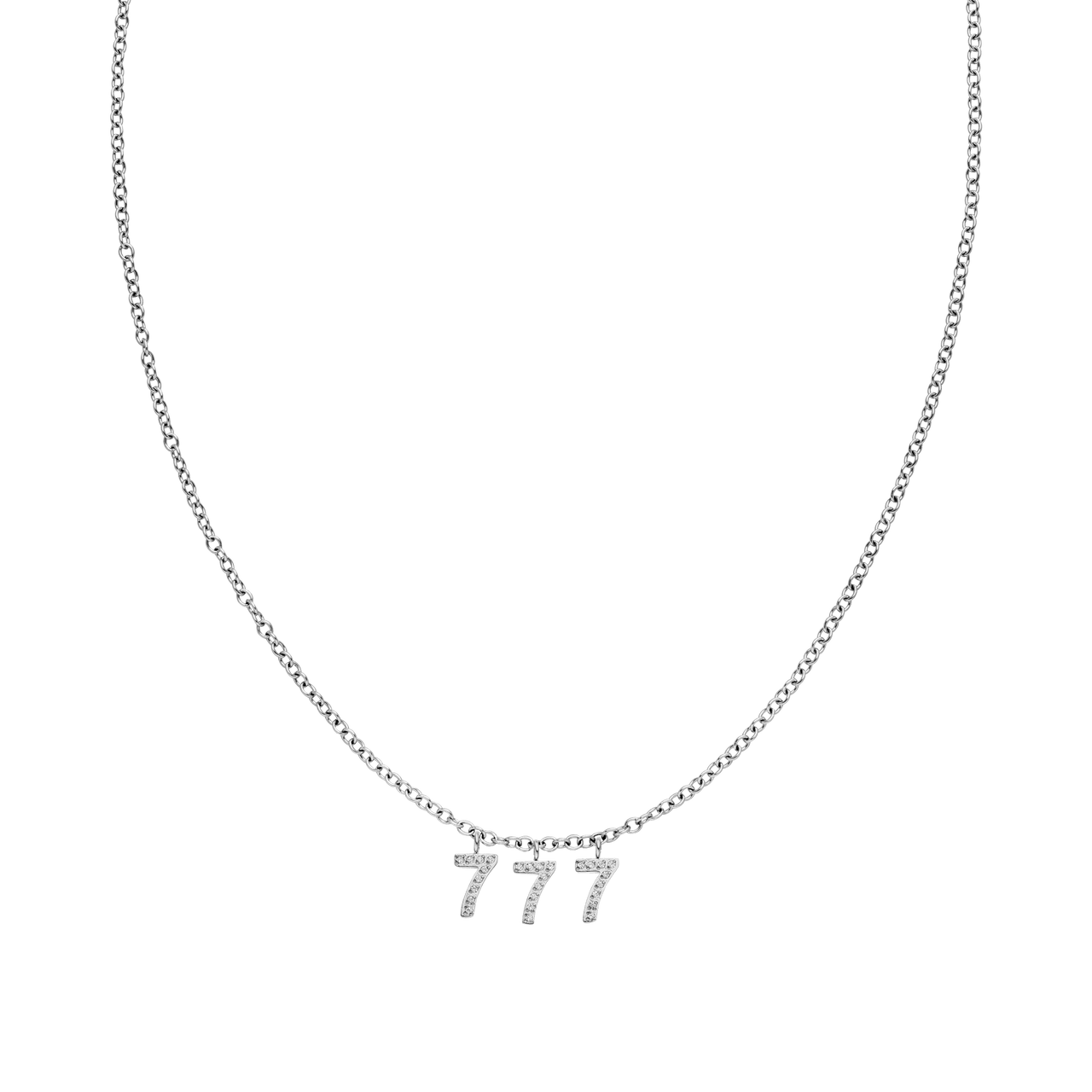 Silberne 777 Kette mit Zirkonia-Anhängern in Ankerkette, elegant und feminin von PURELEI