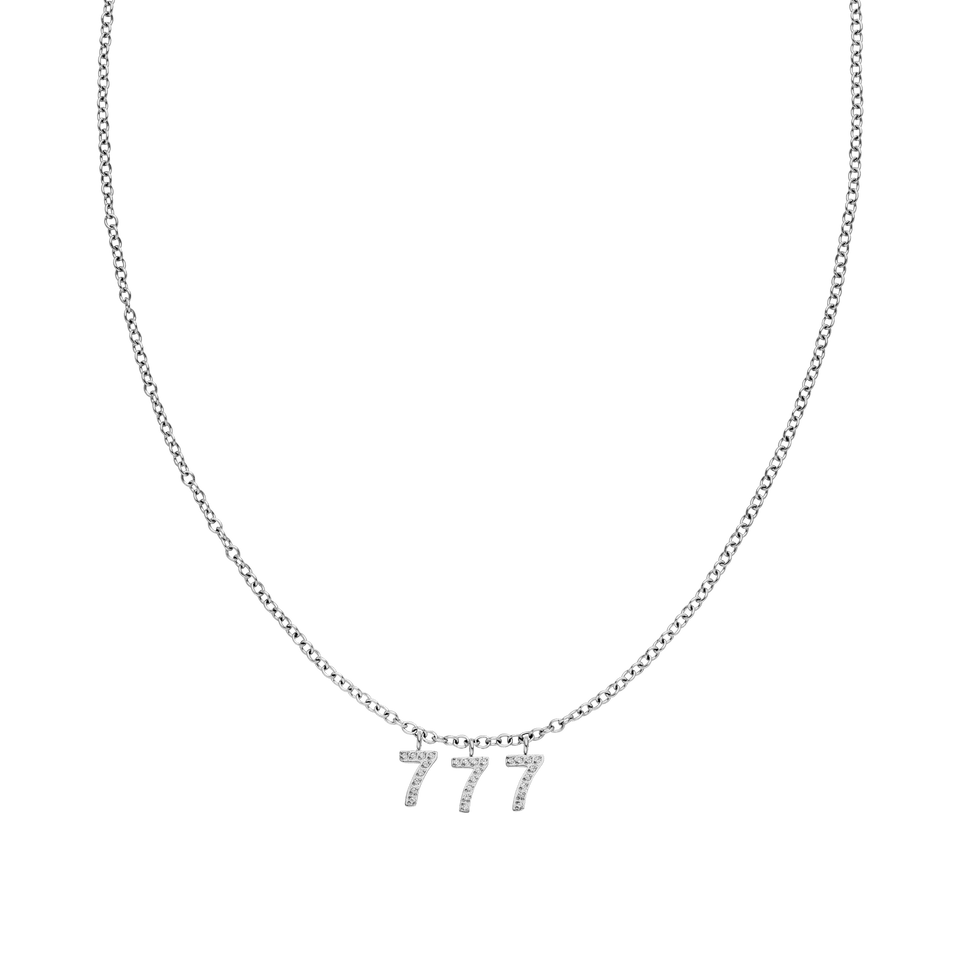 Silberne 777 Kette mit Zirkonia-Anhängern in Ankerkette, elegant und feminin von PURELEI