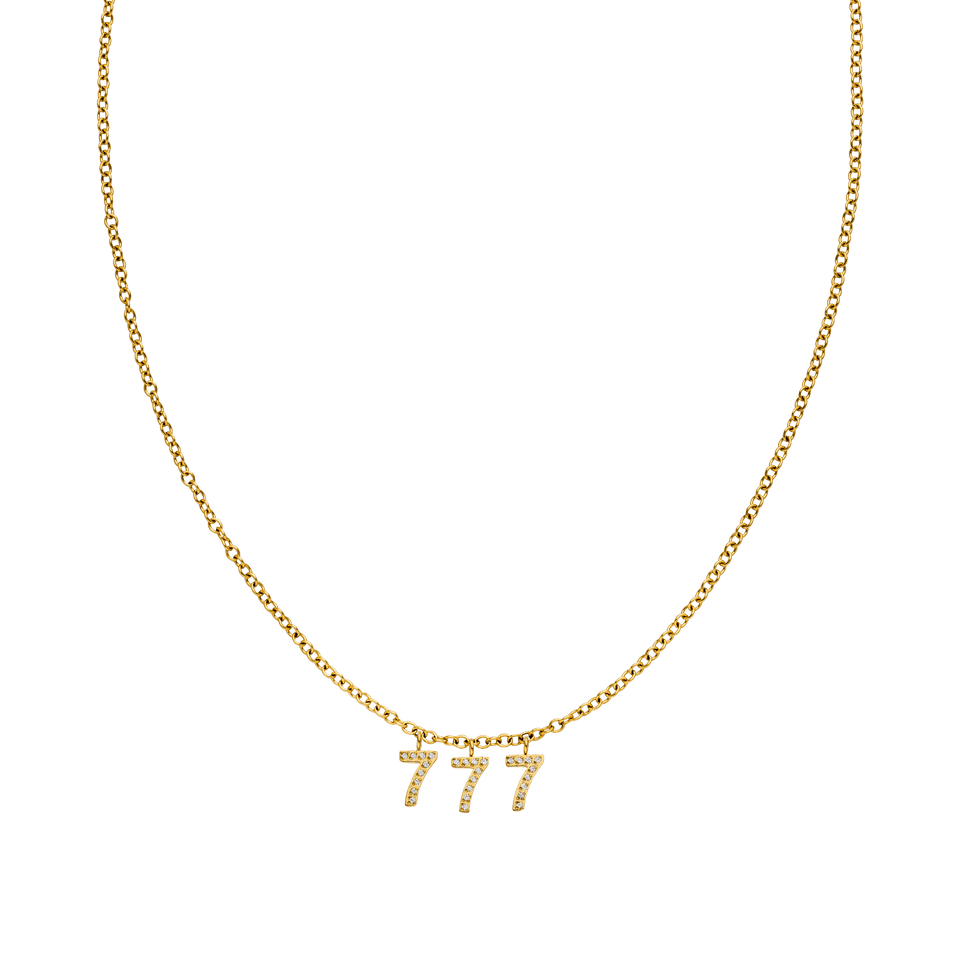 Feine 18K Goldkette mit glitzernden Zirkonia-Anhängern „777“, elegant und zeitlos  von PURELEI.
