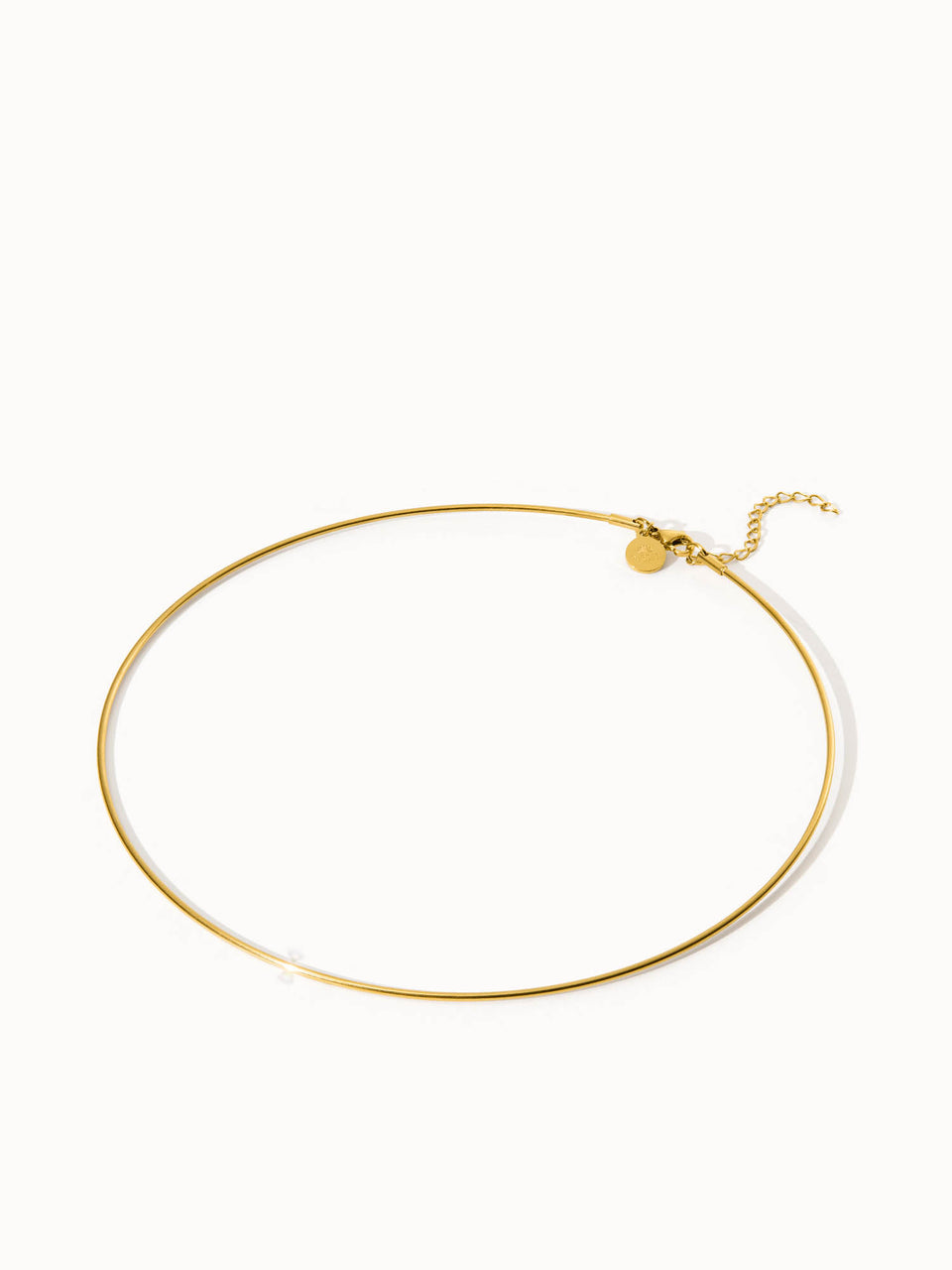 Fashion Show Choker von PURELEI, filigran, verstellbar, 18K goldvergoldeter Edelstahl, minimalistisch und elegant auf hellem Hintergrund.