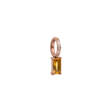 Roségoldener Anhänger mit gelbem Stein und funkelnden Zirkonia von PURELEI.