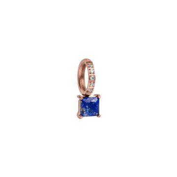 Roségoldener Anhänger mit blauem Stein und funkelnden Zirkonia von PURELEI.