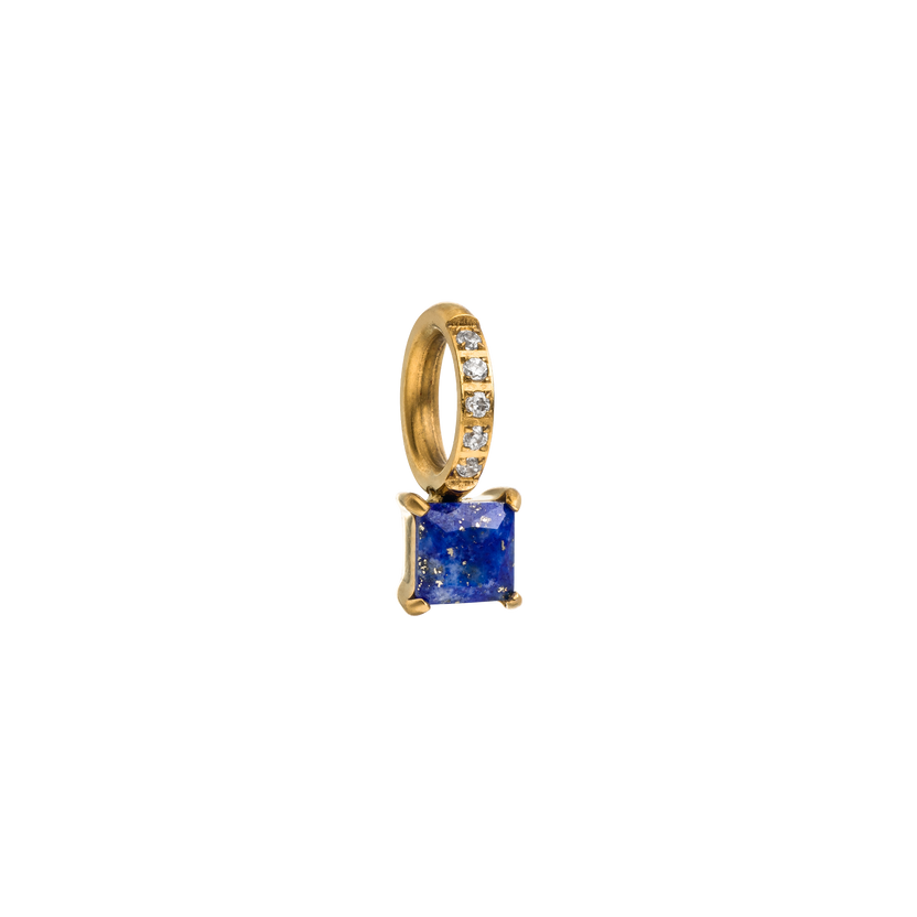 Goldener Anhänger mit blauem Stein und funkelnden Zirkonia, PURELEI