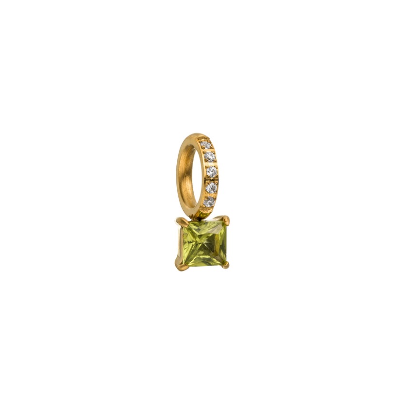 Goldener Anhänger mit grünem Stein und funkelnden Zirkonia, PURELEI Eleganz.