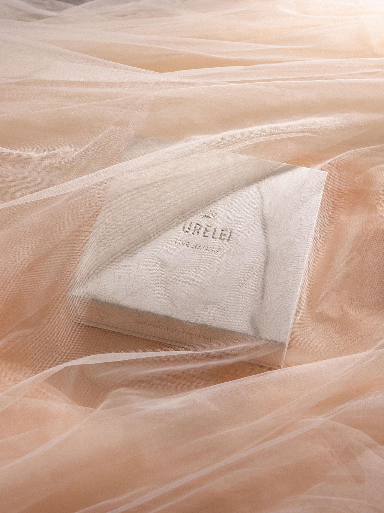 Geschenkbox M in Beige mit Magnetverschluss und dezentem Pflanzenmuster, elegant veredelt von PURELEI