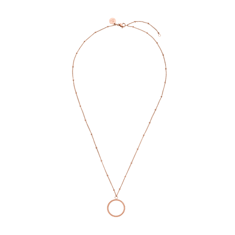 PURELEI Karma Kette in Roségold mit filigranem Kreis-Anhänger, elegant und nickelfrei, inspiriert von Lebenszyklen.