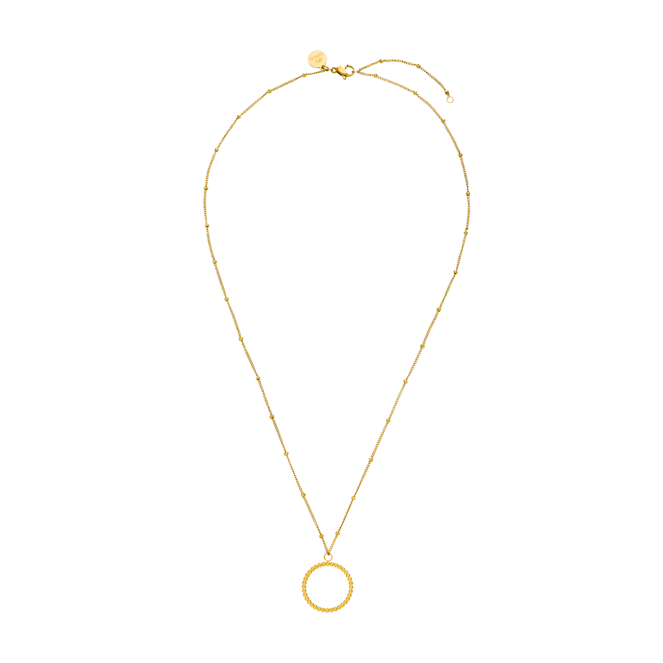 PURELEI Karma Kette aus 18K Gold-Edelstahl mit filigranem Kreis-Anhänger, elegant und zeitlos gestaltet.