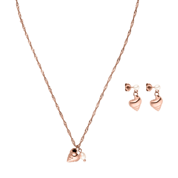 Roségoldene Kette mit Muschel-Anhänger und passenden Ohrringen von PURELEI.