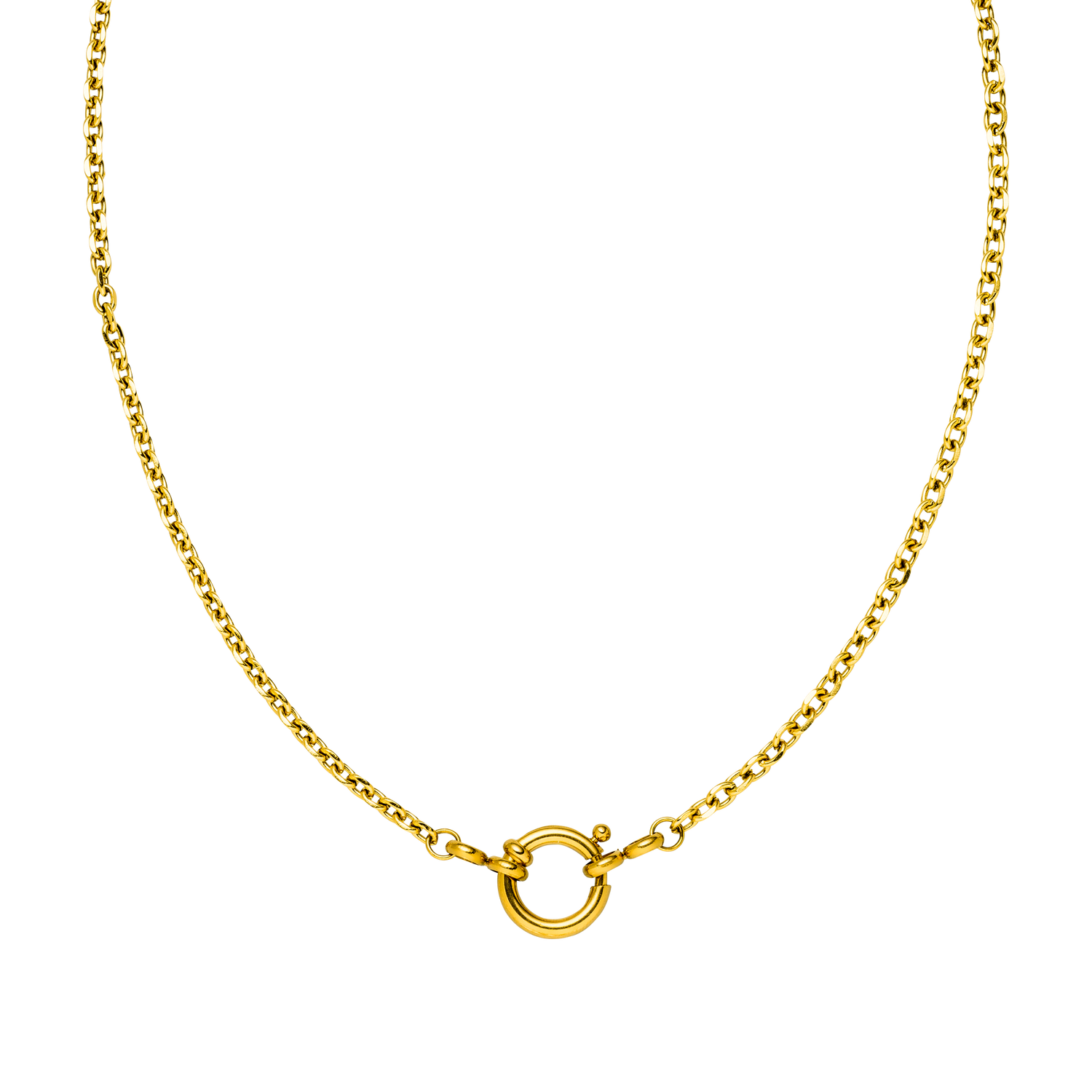 PURELEI Maikai Charm Kette aus 18K vergoldetem Edelstahl mit schlichter Öse, elegant und zeitlos, warmes Licht.