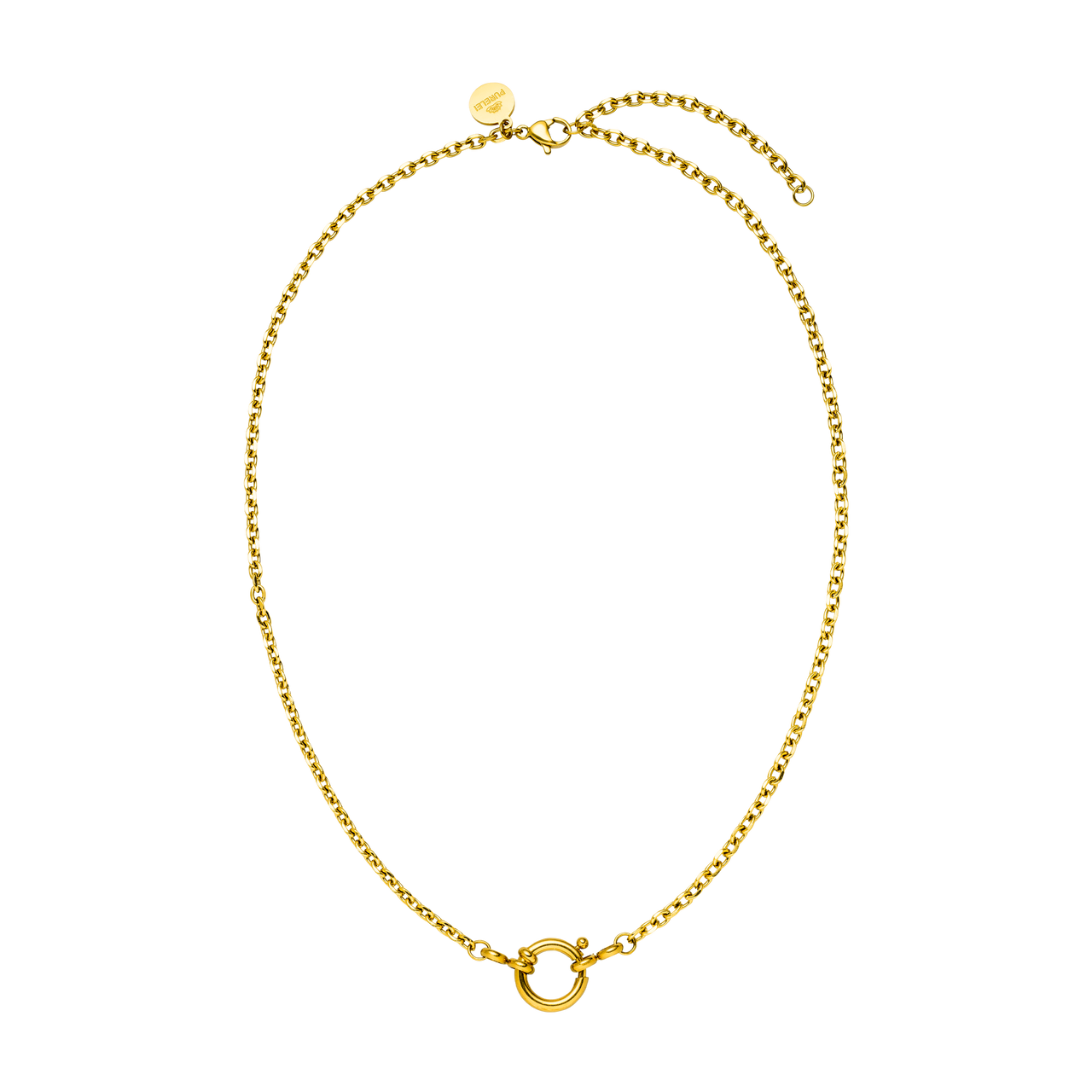 PURELEI Maikai Charm Kette aus 18K vergoldetem Edelstahl mit schlichtem Ring-Design, elegant und zeitlos.