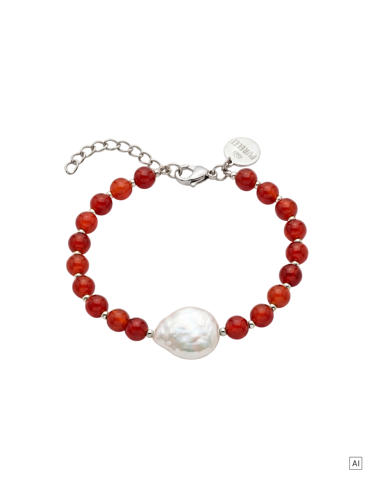 Roter Achat Pearl Armband