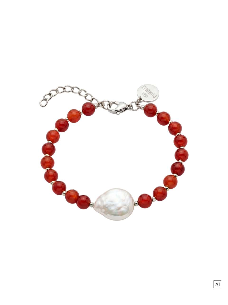 Roter Achat Pearl Armband