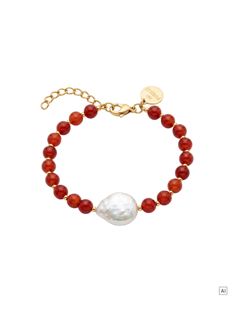 Roter Achat Pearl Armband