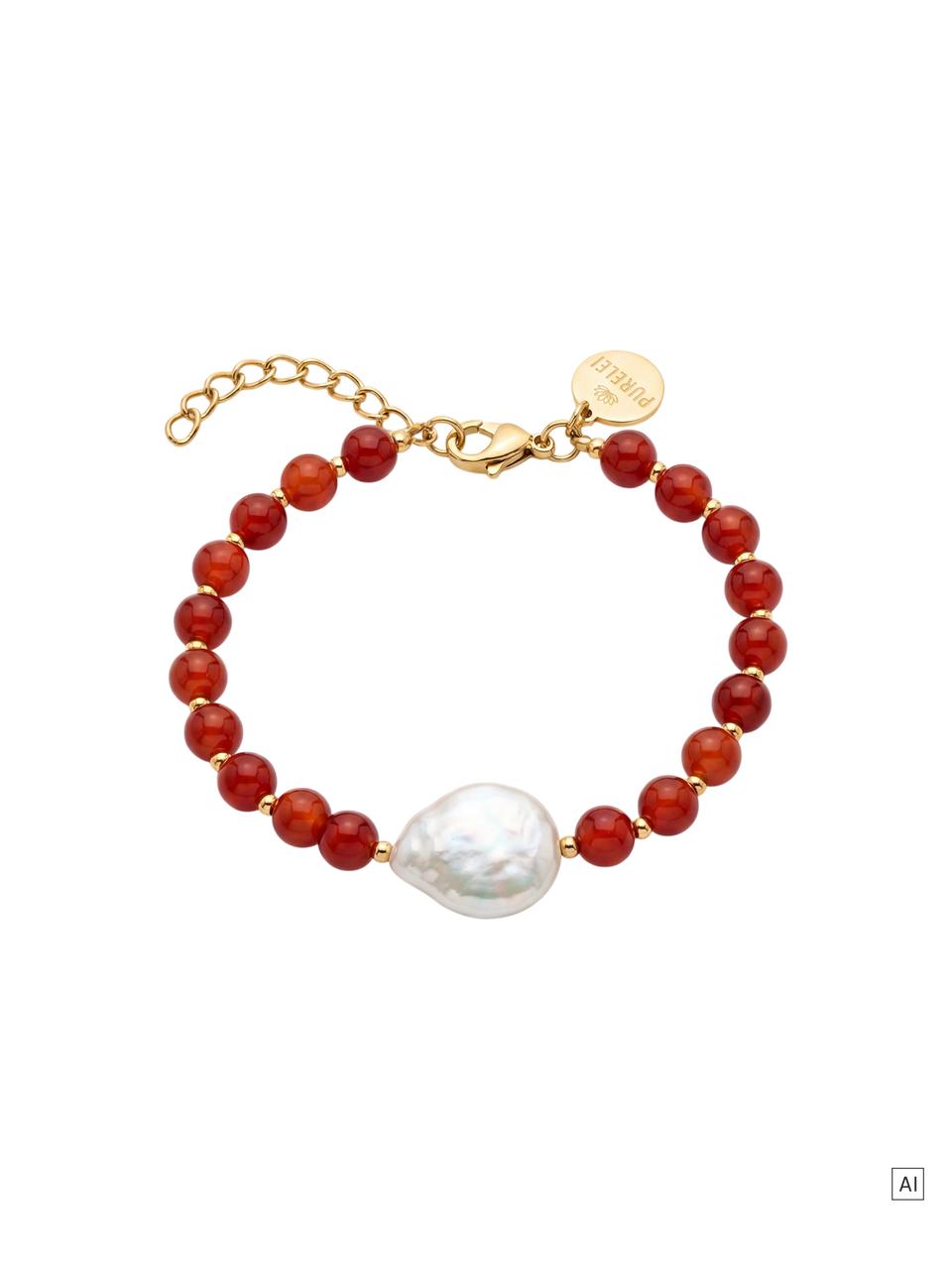 Roter Achat Pearl Armband