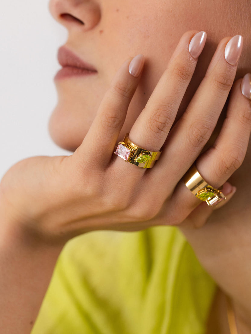 Bold Gem Ring Set