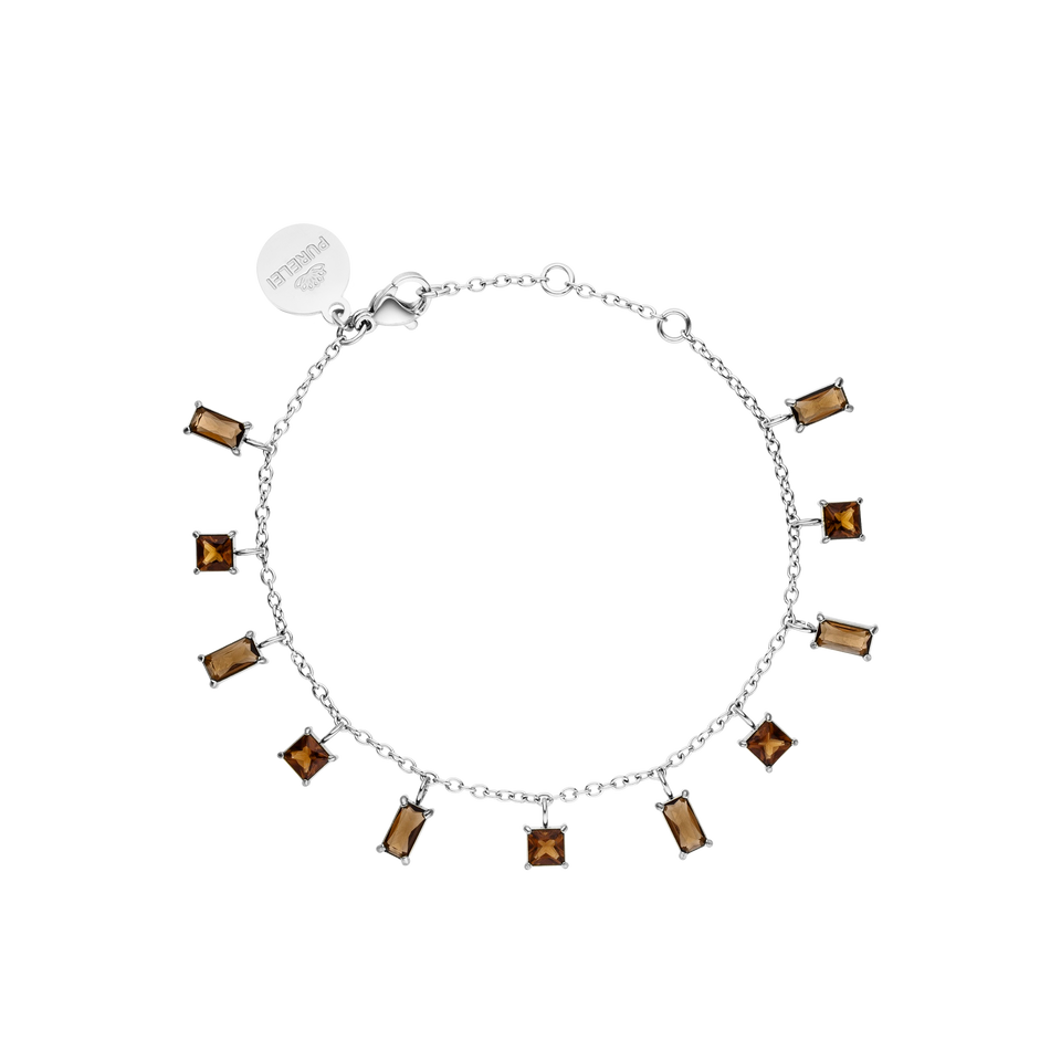 Powder Sepia Armband aus nickelfreiem Silber mit rauchquarzfarbenen Zirkonia, elegant und zeitlos by PURELEI.
