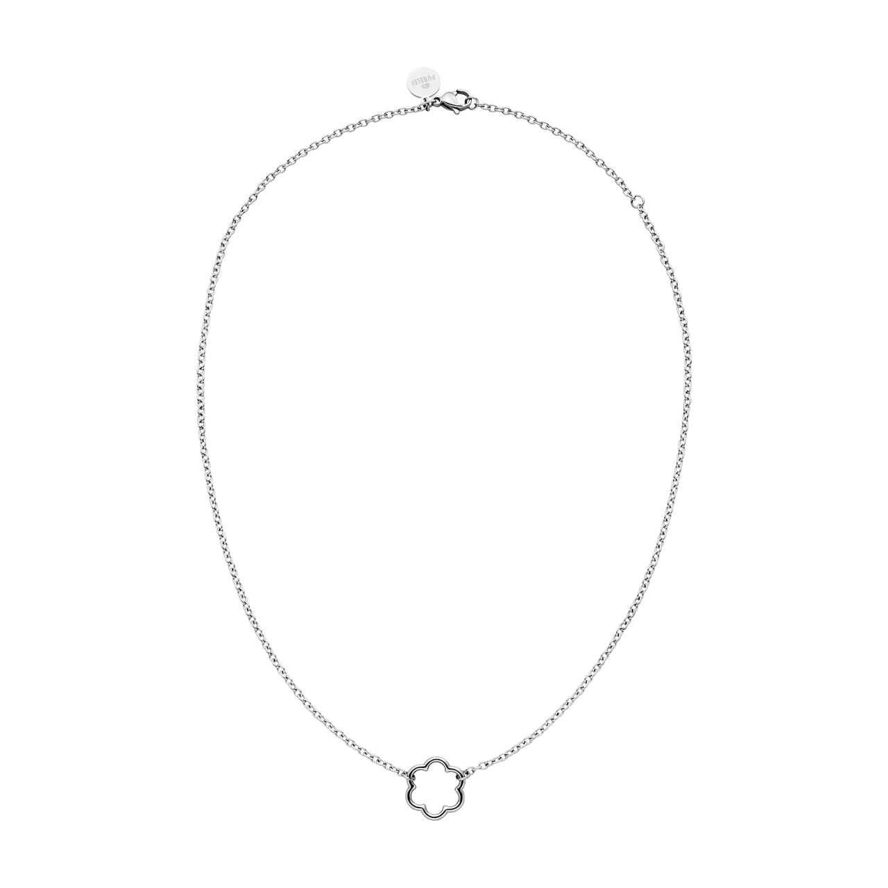 Bloom Kette von PURELEI, nickelfreie Silberkette mit filigranem Blütenanhänger, elegant und zeitlos.