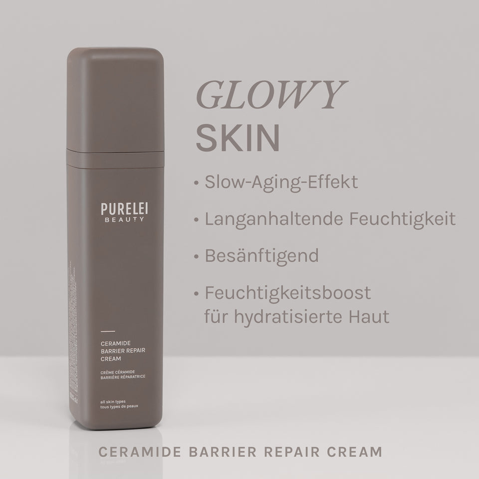 PURELEI Ceramide Barrier Repair Cream in elegantem Design, für langanhaltend gepflegte und beruhigte Haut.