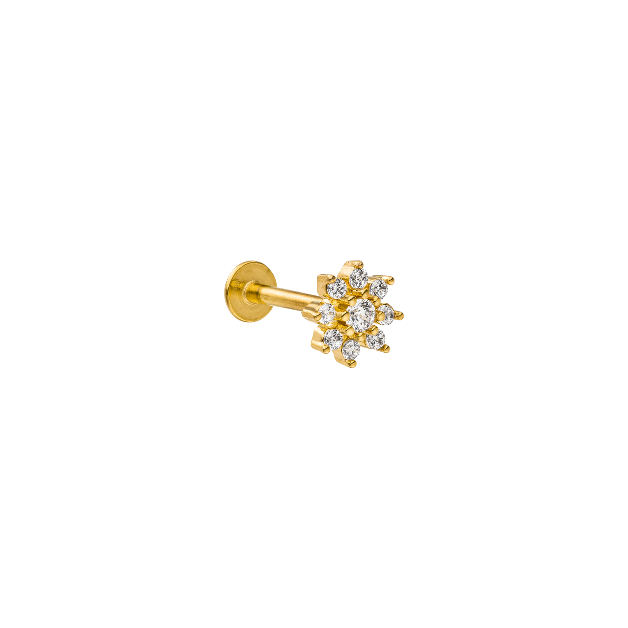 Goldener Ohrstecker mit funkelnden Zirkonia, strahlend und elegant – PURELEI.