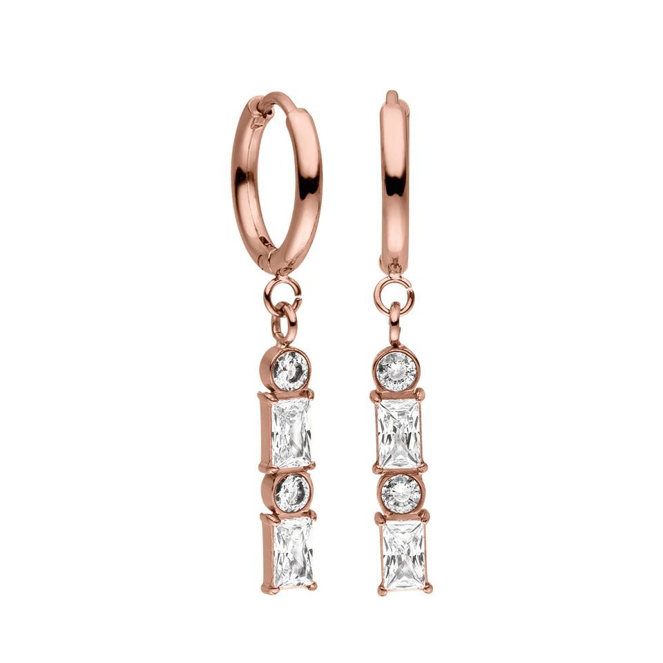 PURELEI Powder Ohrringe in Roségold mit funkelnden Zirkonia an eleganten Creolen, feminin und zeitlos.