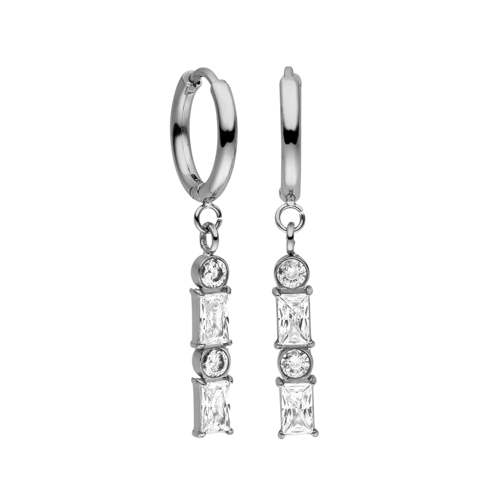PURELEI Powder Ohrringe aus nickelfreiem Silber mit funkelnden Zirkonia in klarer, eleganter Form.