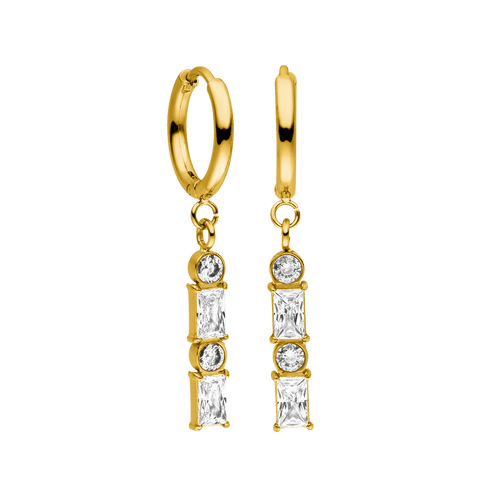 PURELEI Powder Ohrringe Gold mit funkelnden Zirkonia, elegante Creolen mit zeitlosem Aloha-Design.