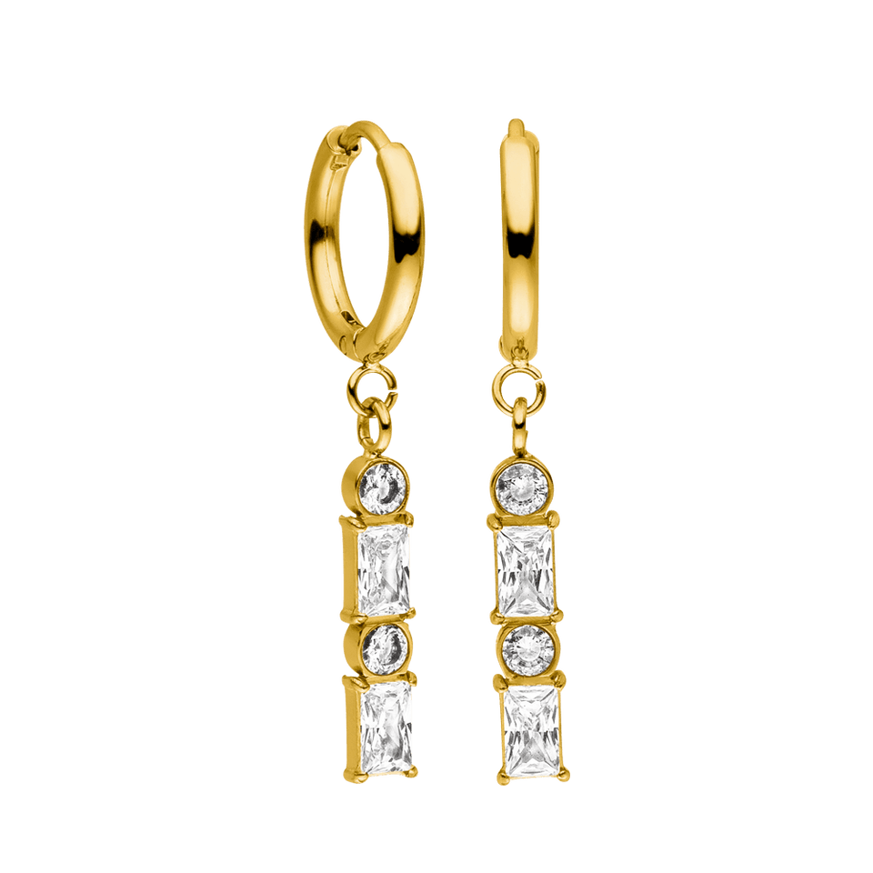 PURELEI Powder Ohrringe Gold mit funkelnden Zirkonia, elegante Creolen mit zeitlosem Aloha-Design.