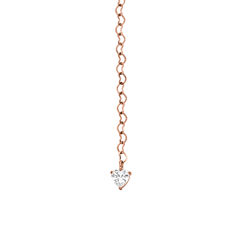 Roségoldene Kette mit herzförmigem Anhänger und funkelndem Stein von PURELEI.