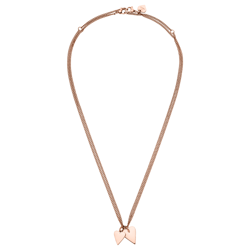 Roségoldene Kette mit herzförmigen Anhängern von PURELEI, elegant und feminin.