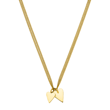 Goldene Kette mit zwei Herz-Anhängern von PURELEI, elegant und verspielt.