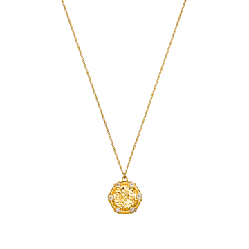 Goldene Kette mit ovalem Anhänger und funkelnden Details von PURELEI.